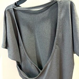 Grey open back workout top